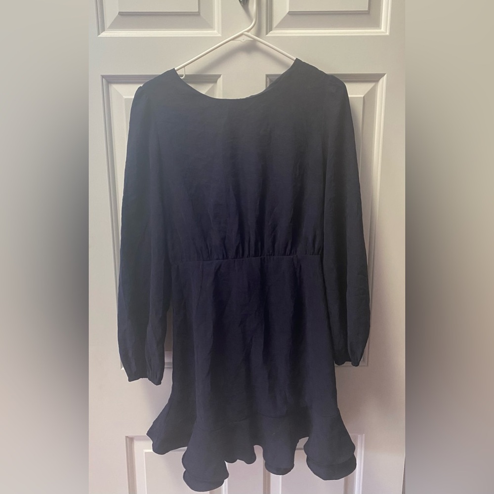 Le Lis Dark Blue Long Sleeve Dress
